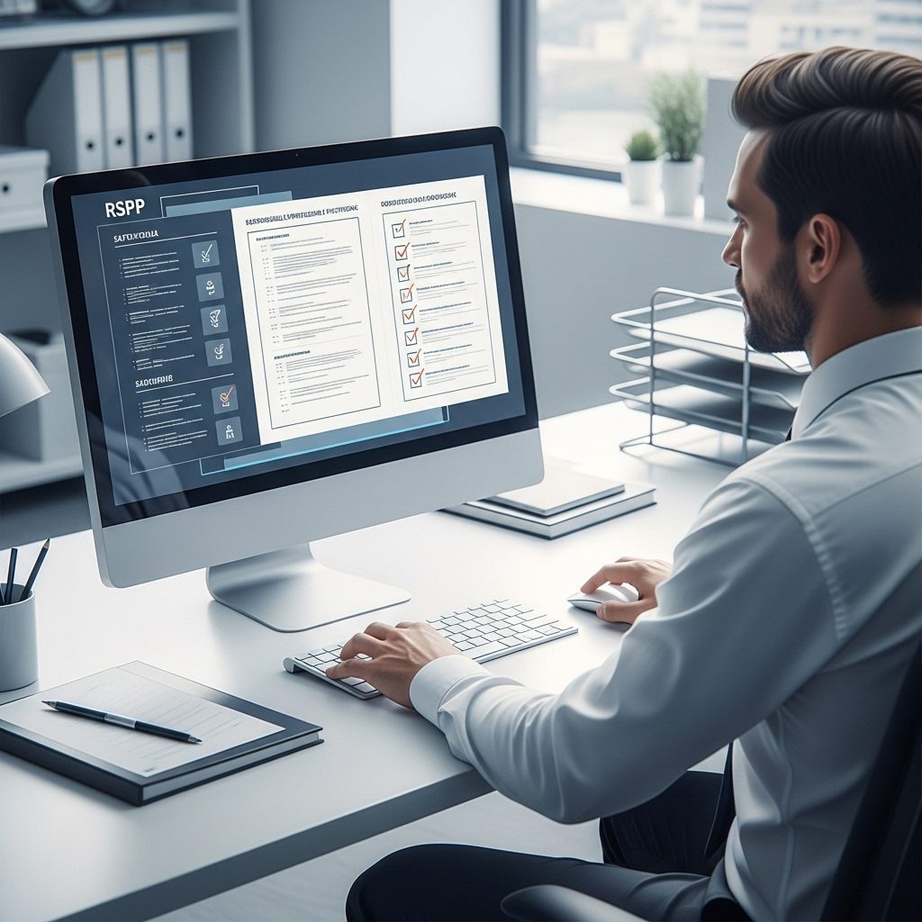 Consulente della sicurezza al computer con documenti di prevenzione e protezione
